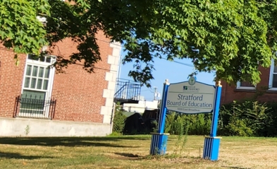 Stratford Board of Education sign in front of 1000 East Broadway